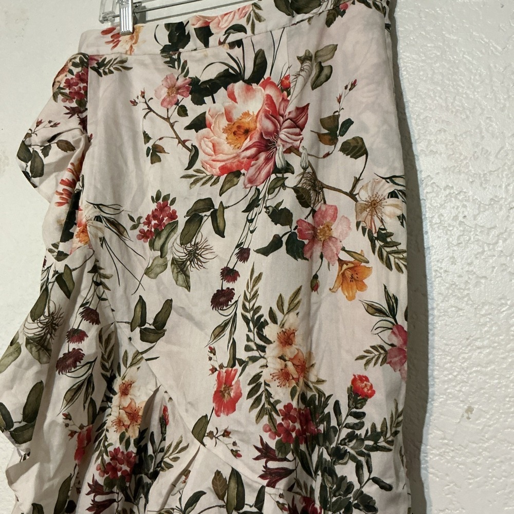 NWT Antonio Melani Genny Ruffle Faux Wrap Skirt Ivory Noon Sunshine Floral 10 - Picture 3 of 6
